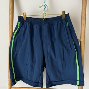 lululemon athletica Navy Blue pace breaker Shorts. Lined, 9 in.